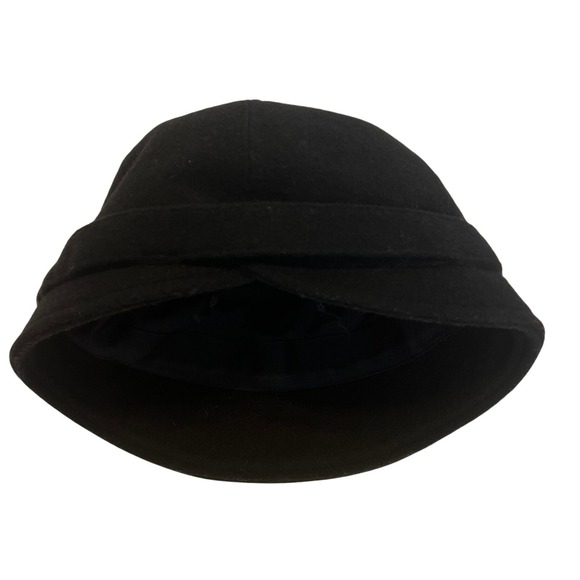 Mucros Weavers Flapper Hat Women One Size Black Wool Felt Made in Ireland Buckle - Picture 5 of 8